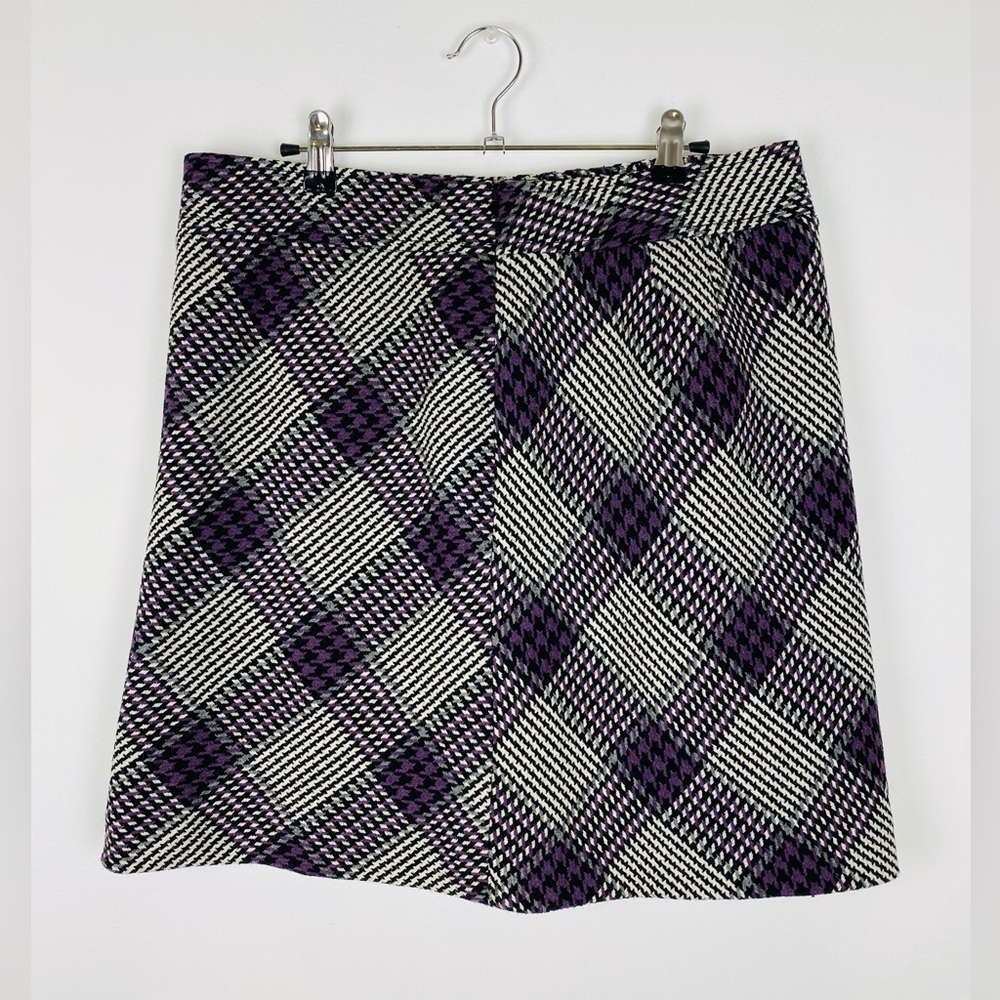 Ann Taylor Loft Factory Size 10 Tweed Plaid Wool Blend Plaid Skirt, Academia